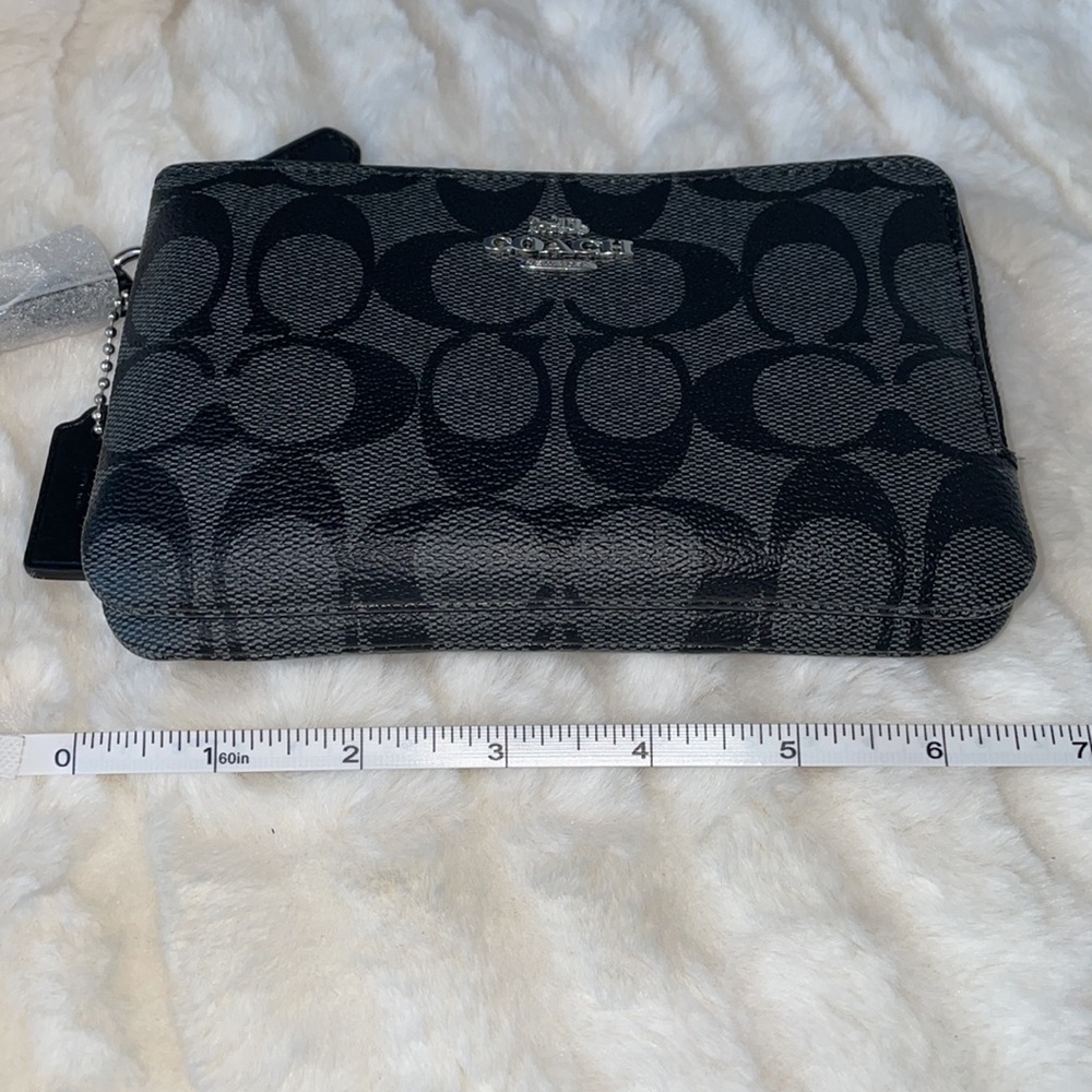 Coach Double Corner Zip Wristlet In Signature Canvas - Picture 7 of 8